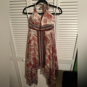 Flowy halter dress with beadwork